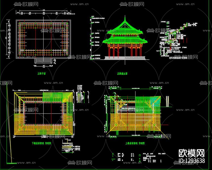 古代钟楼cad施工图下载（渲染图5）