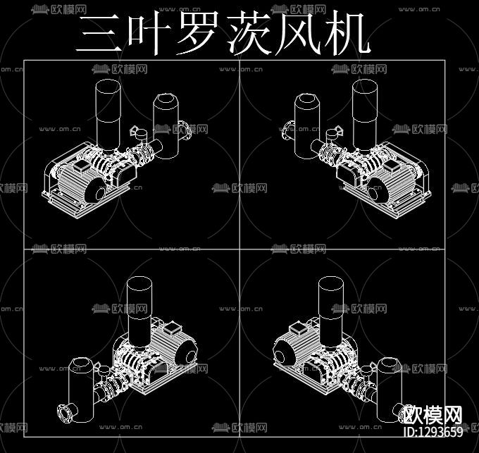 污水处理系统常见设备轴测cad图库下载（渲染图6）