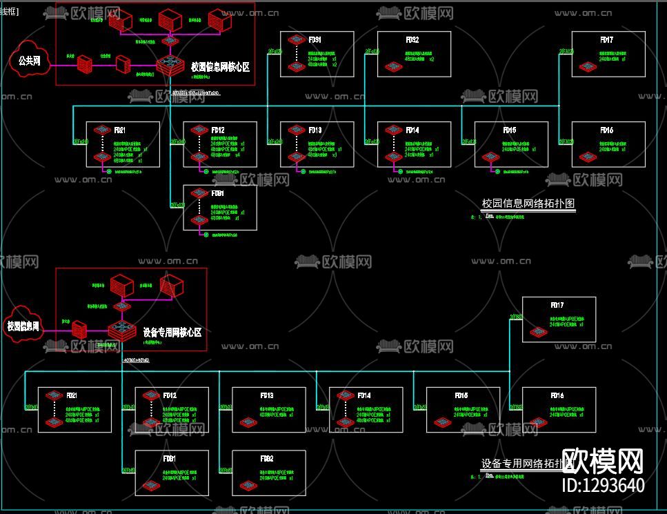 小学弱电智能化系统图节点大样下载（渲染图6）