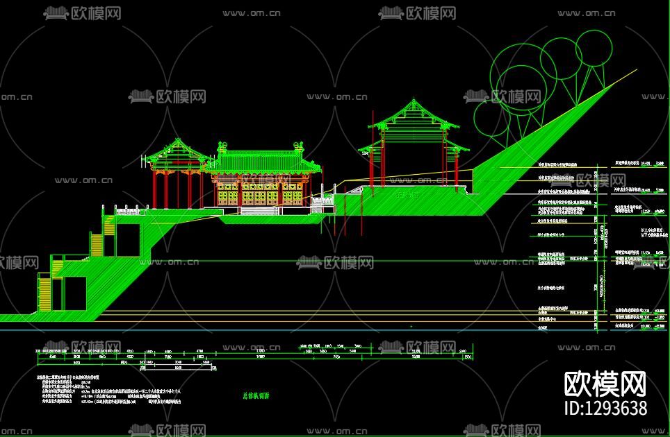 古代钟楼cad施工图下载（渲染图9）