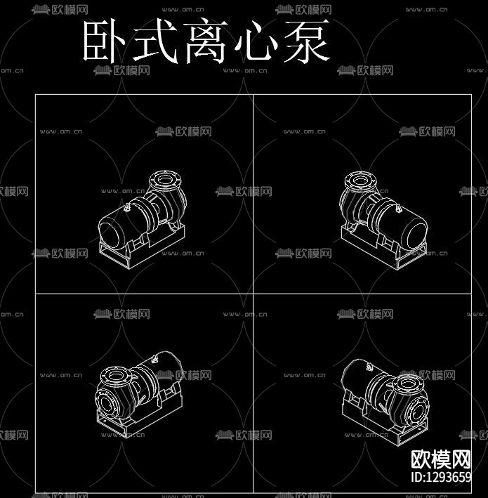 污水处理系统常见设备轴测cad图库下载（渲染图3）