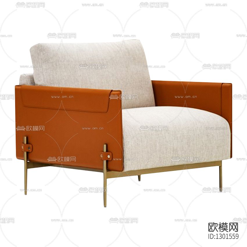 现代轻奢皮革布艺金属休闲单人沙发下载