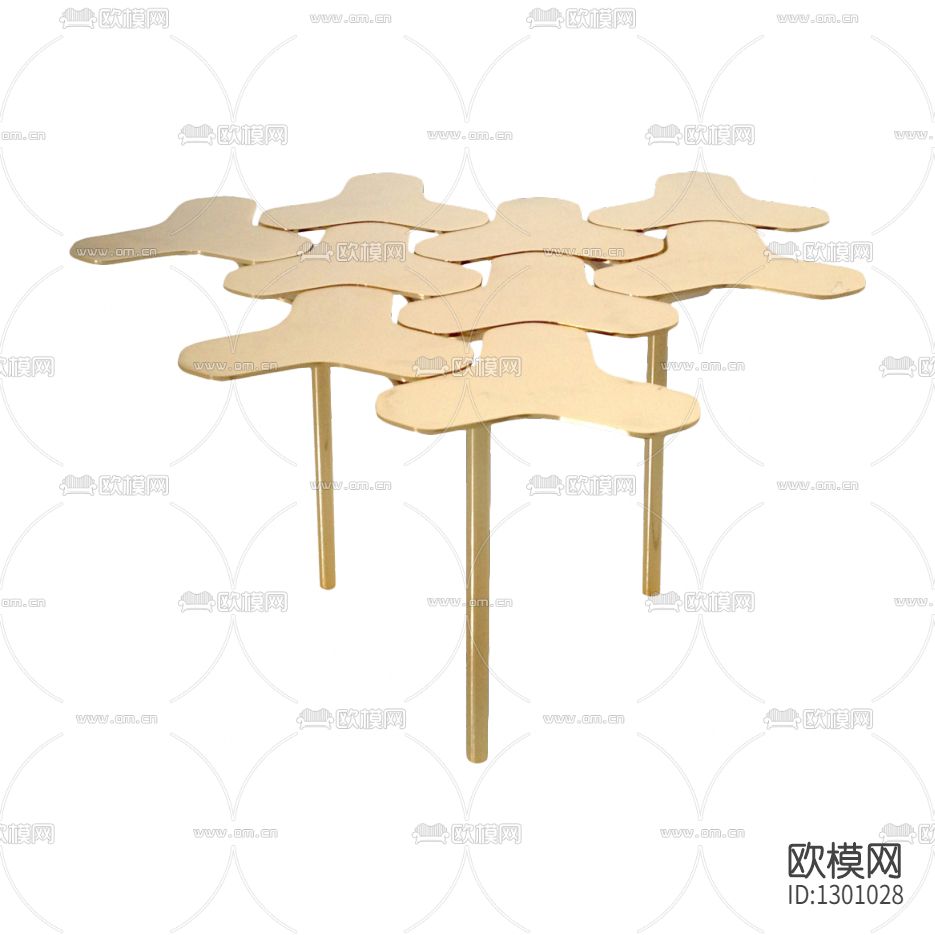 现代轻奢几何不规则拼接金属边几下载