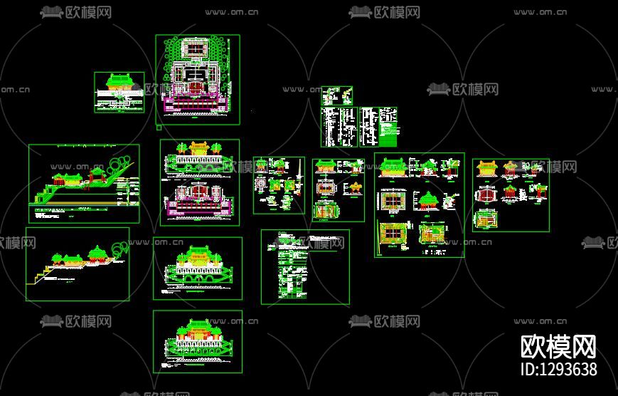 古代钟楼cad施工图下载（渲染图10）