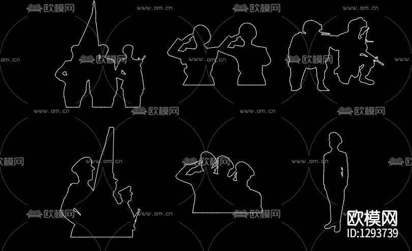 军人CAD人物下载（渲染图6）