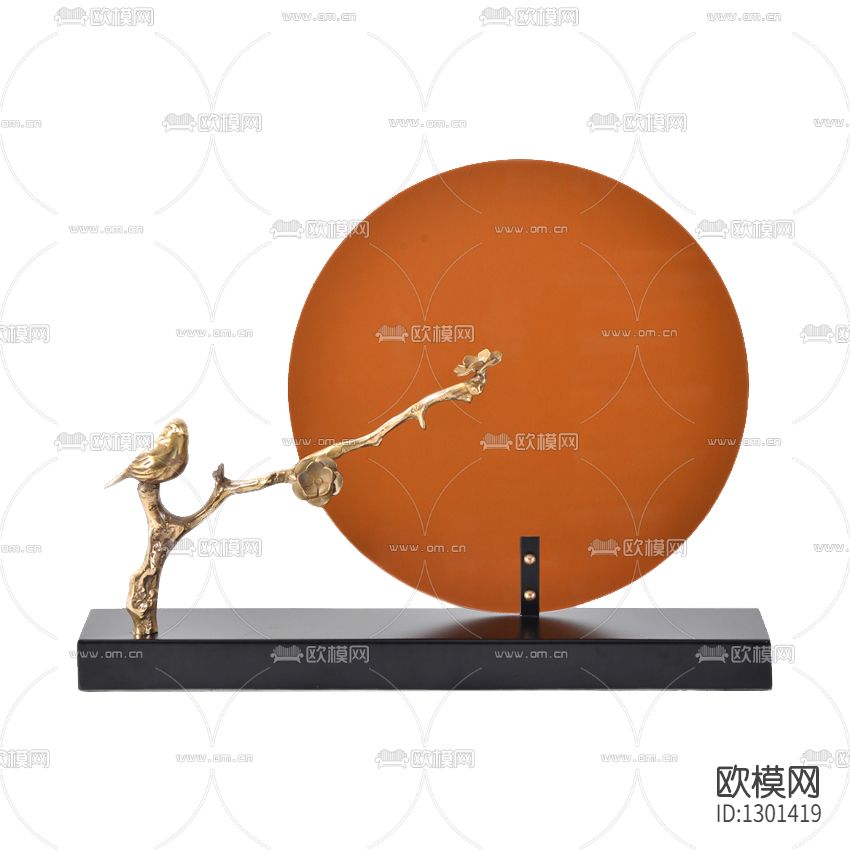 新中式橙色亚克力金属底座摆件下载