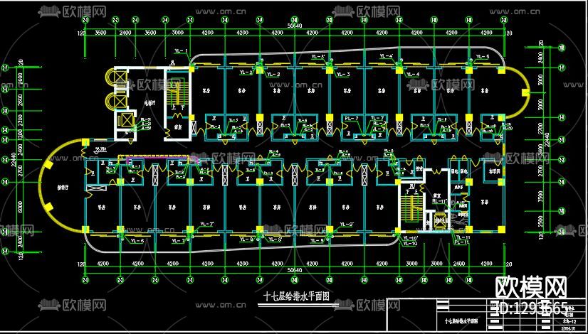 酒店排水cad施工图下载（渲染图7）