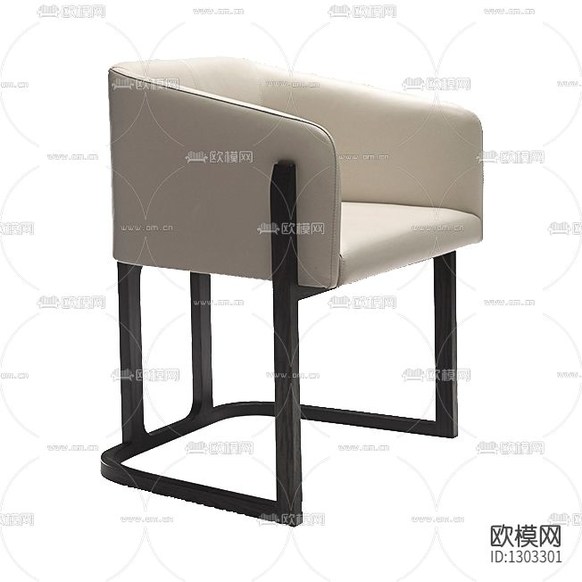 新中式简约皮革实木餐椅下载(渲染图2)