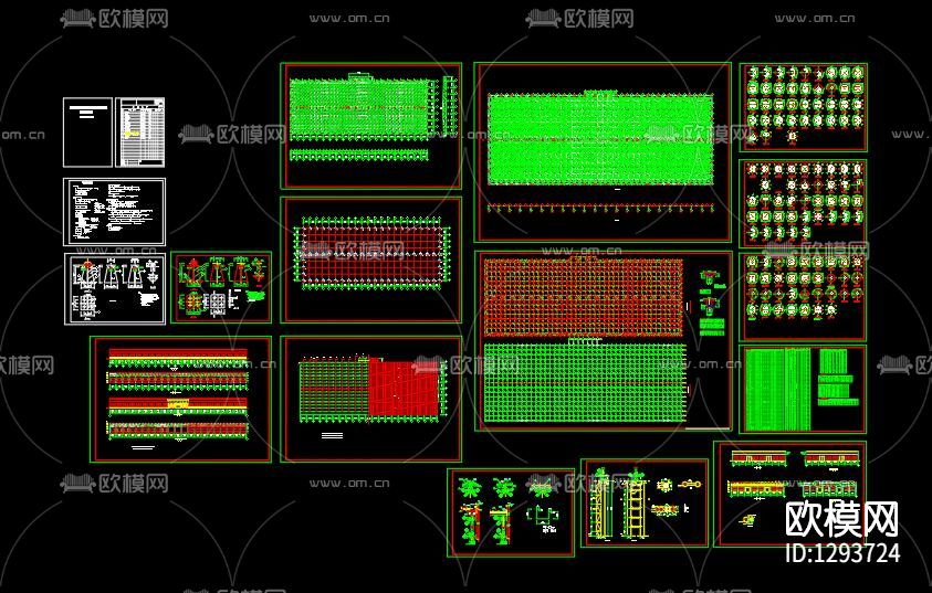 工业厂房网架结构cad图库下载