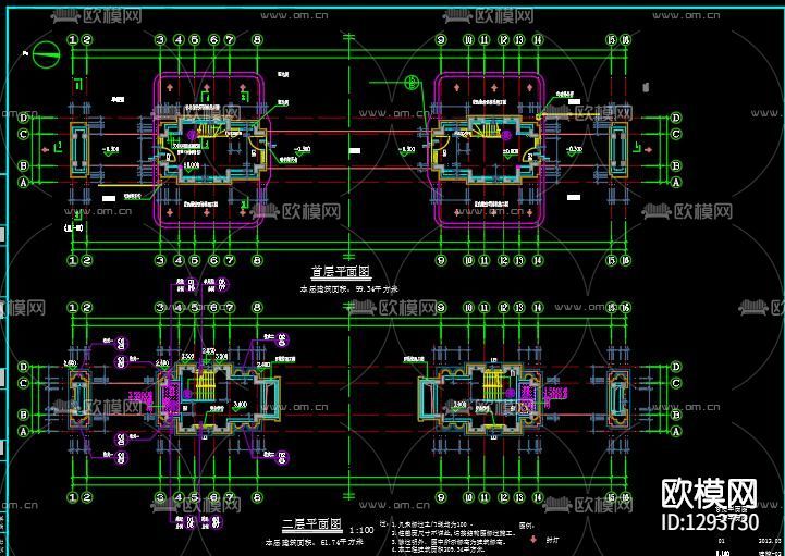 大門建筑cad施工圖下載(渲染圖2)