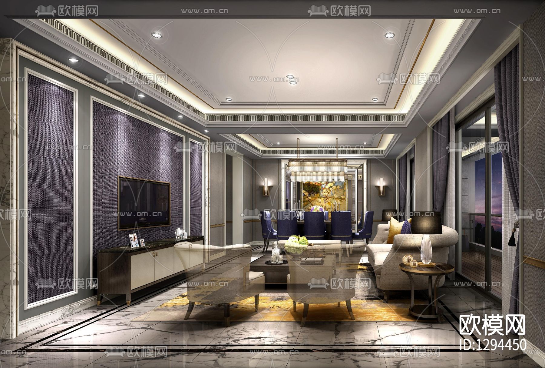 别墅样板间CAD施工图下载（渲染图7）