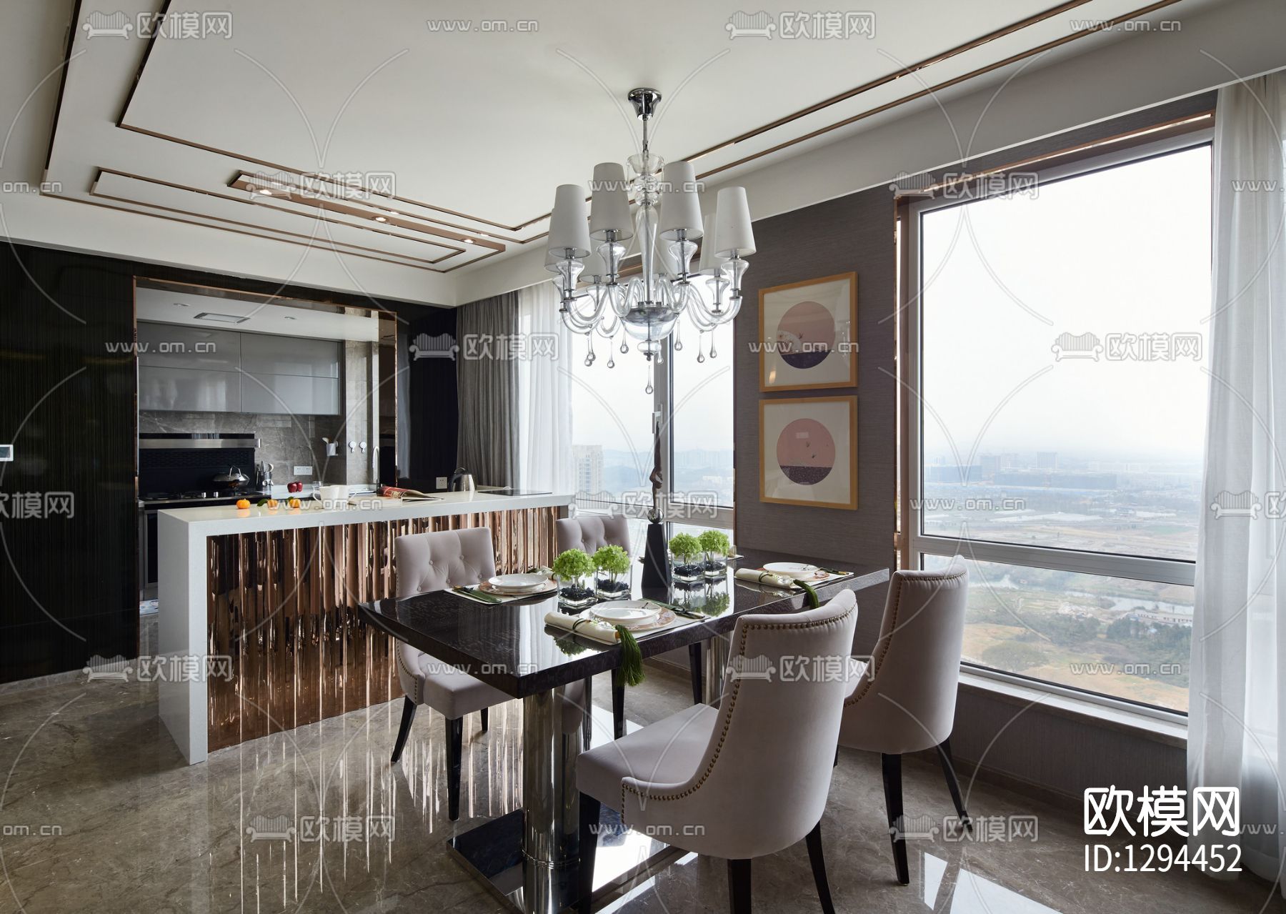 别墅样板间CAD施工图下载（渲染图7）