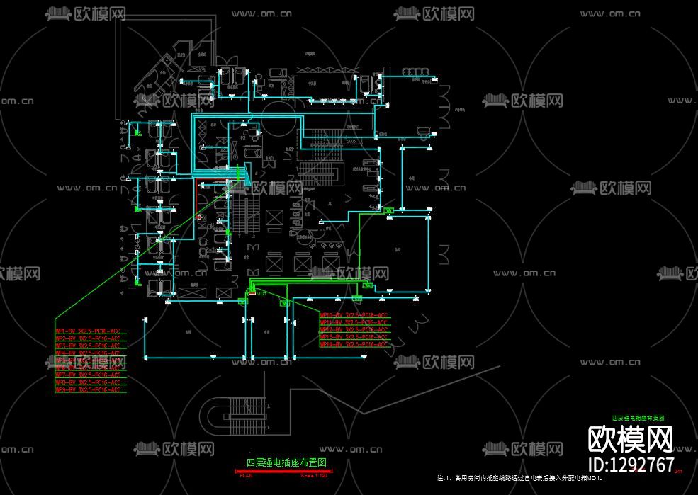 某社区诊所电气cad施工图下载（渲染图5）