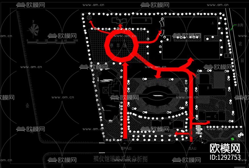 殡仪馆总图cad施工图下载（渲染图3）