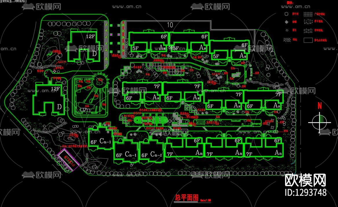 小区景观及地下车库规划图下载（渲染图1）