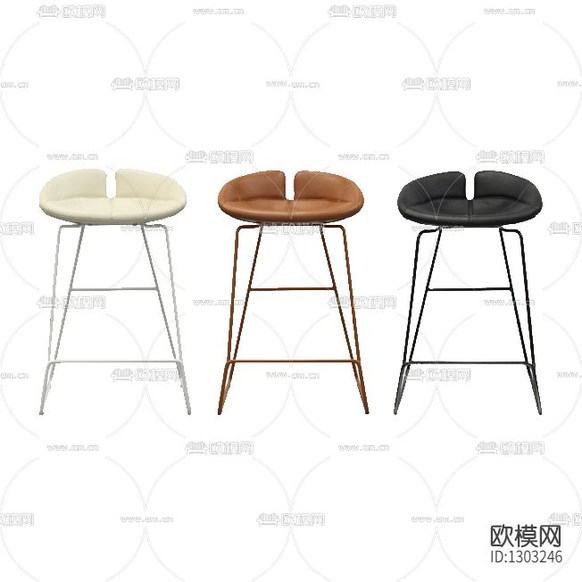 現(xiàn)代簡約金屬皮革吧椅下載