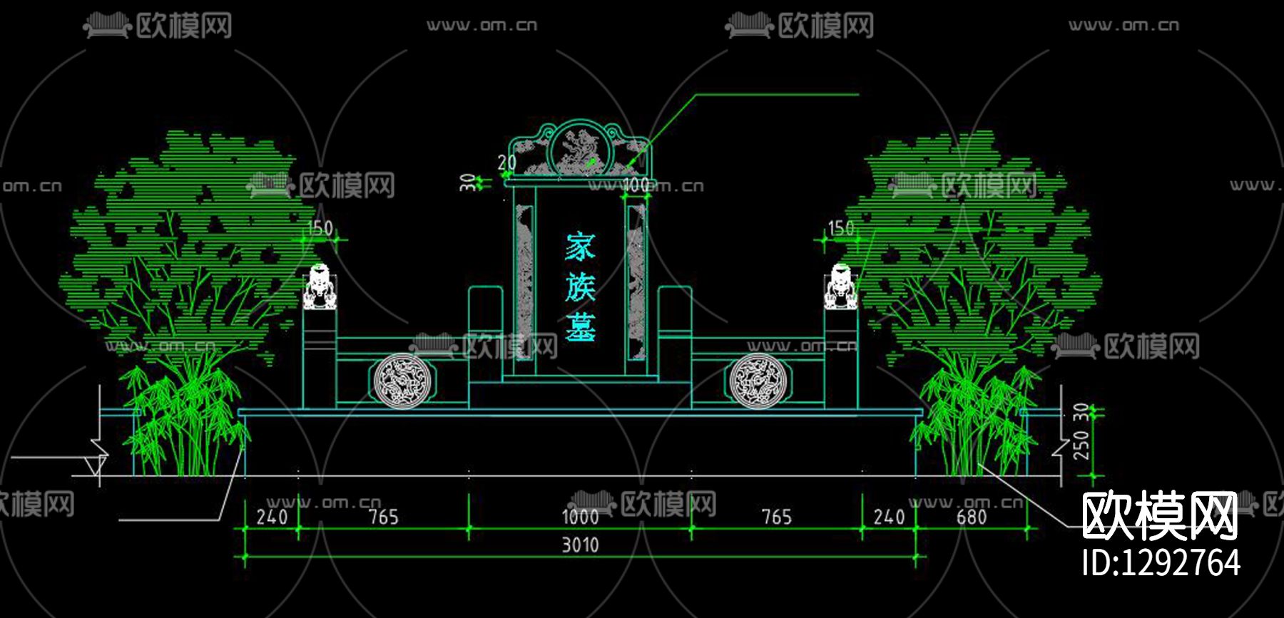 家族墓设计节点大样下载（渲染图1）