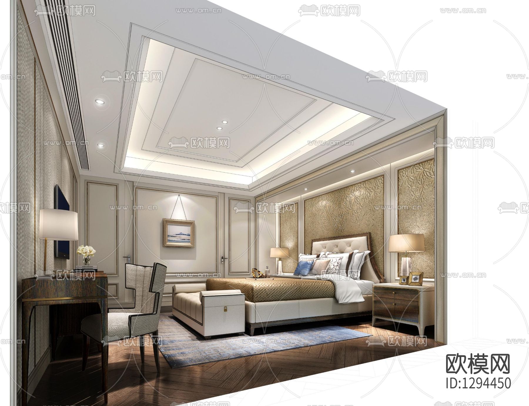 别墅样板间CAD施工图下载（渲染图4）