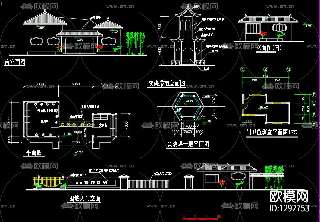 殡仪馆总图cad施工图下载（渲染图7）