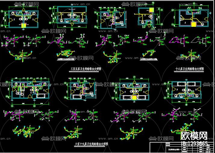 酒店排水cad施工图下载（渲染图5）