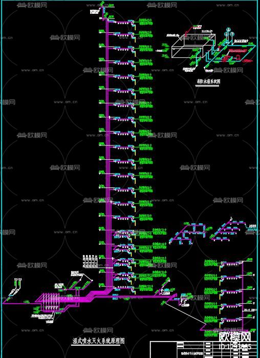 酒店排水cad施工图下载（渲染图1）