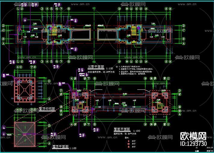 大門建筑cad施工圖下載(渲染圖3)
