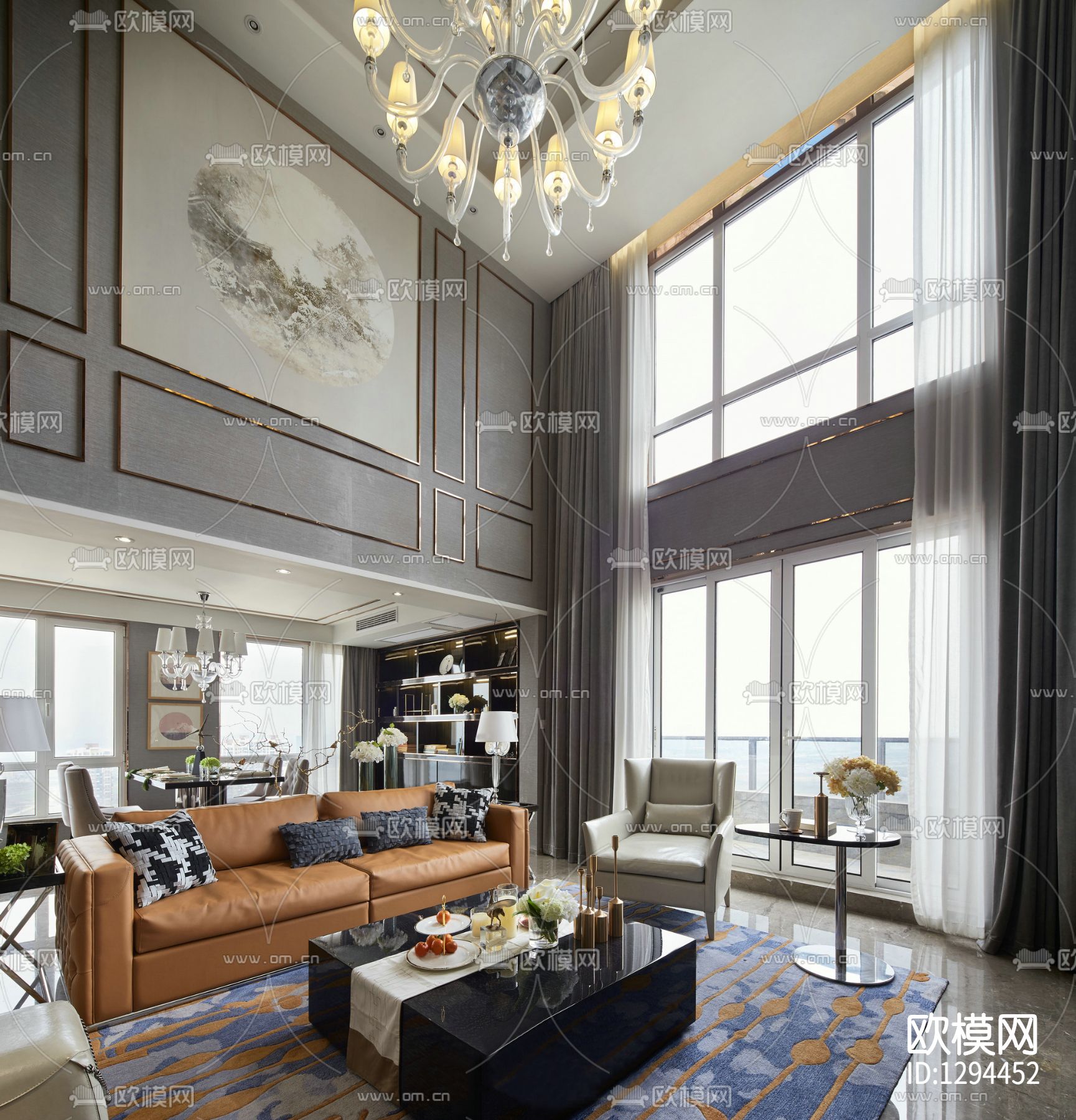 别墅样板间CAD施工图下载（渲染图2）