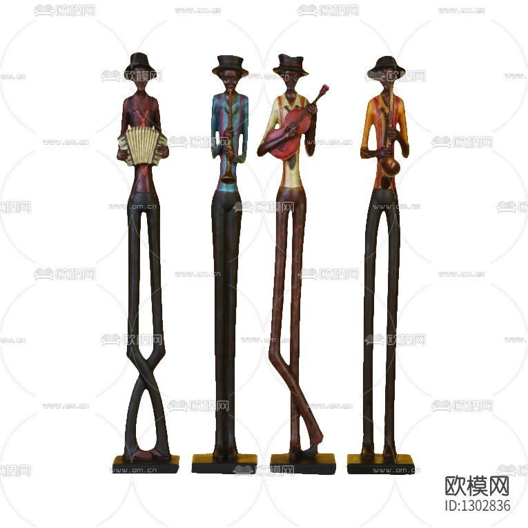 美式创意Jazz Band雕塑下载