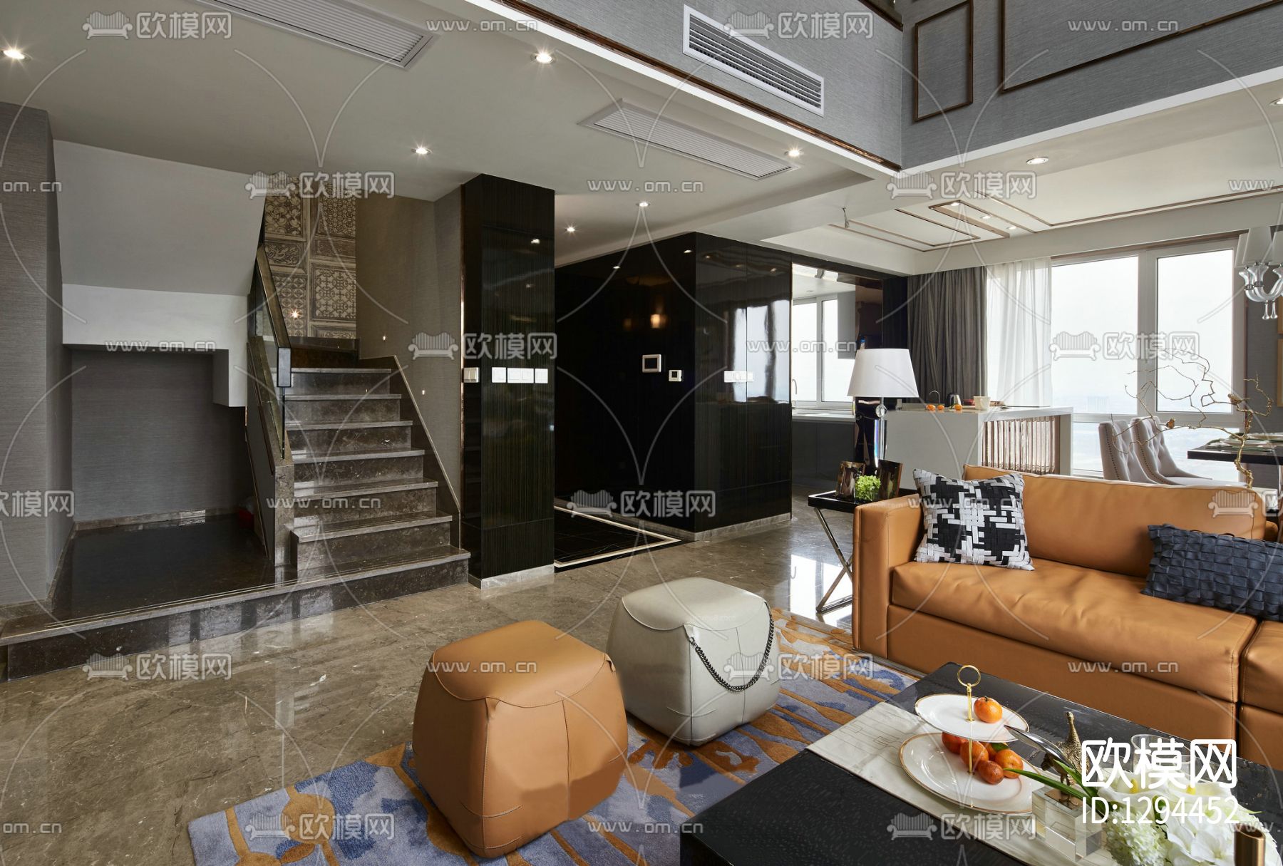 别墅样板间CAD施工图下载（渲染图6）