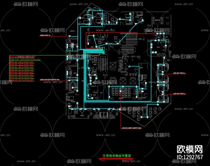 某社区诊所电气cad施工图下载（渲染图1）