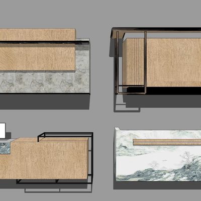  现代办公前台su模型 