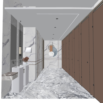  现代酒店卫生间su模型 