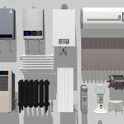  现代热水器暖气片su模型 