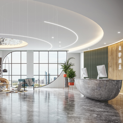 简约酒店大堂前台3d模型