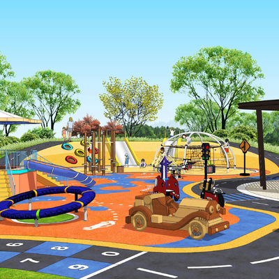  现代儿童乐园su模型 