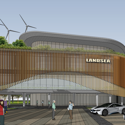  现代售楼处会所建筑su模型 