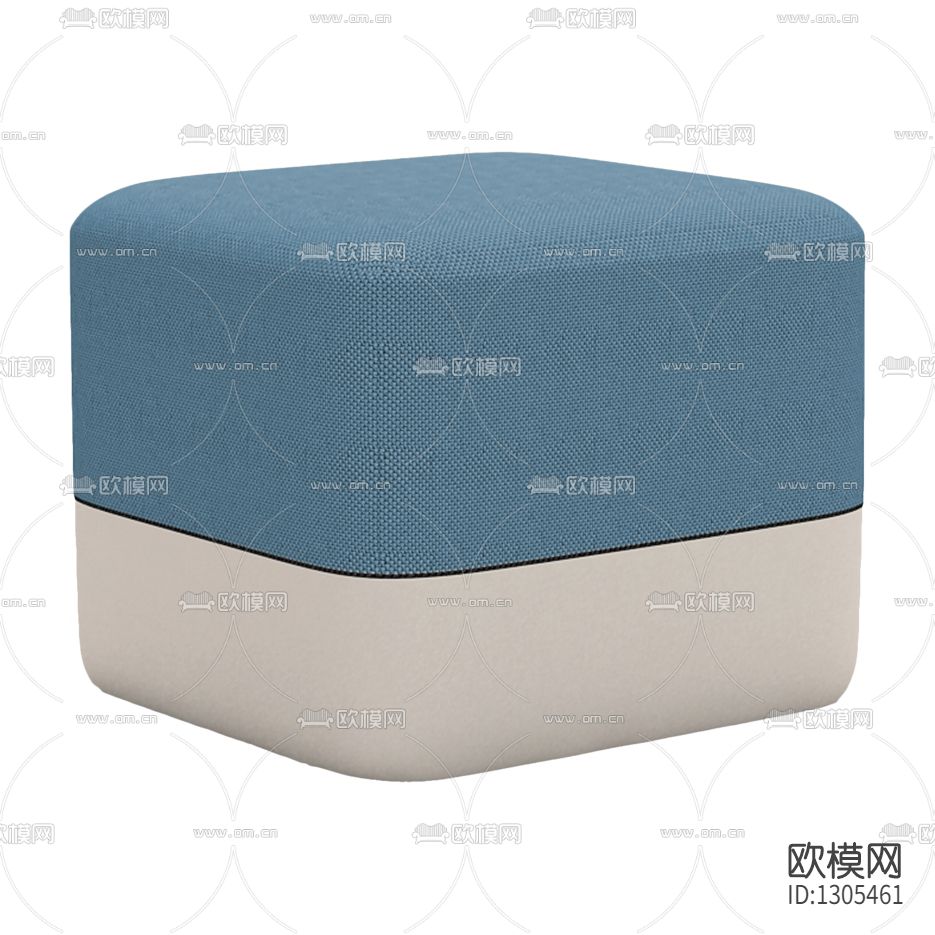 现代简约蓝白色布艺沙发凳下载