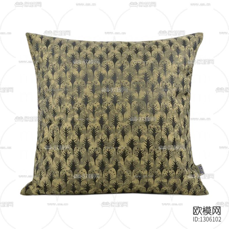 新中式简约黄色抽象树形印花抱枕下载