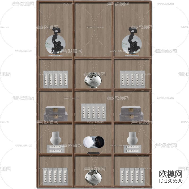 新中式简约实木展示柜下载