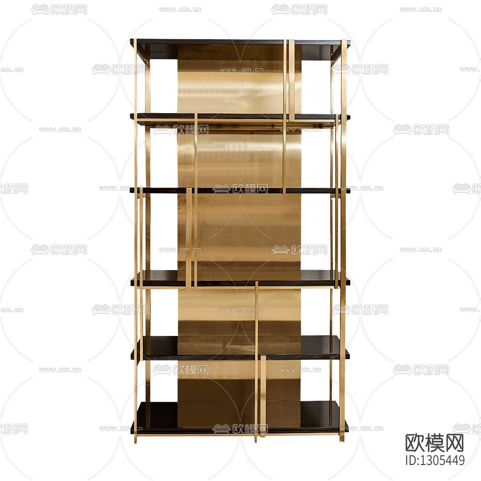 现代轻奢拉丝香槟金色书架下载