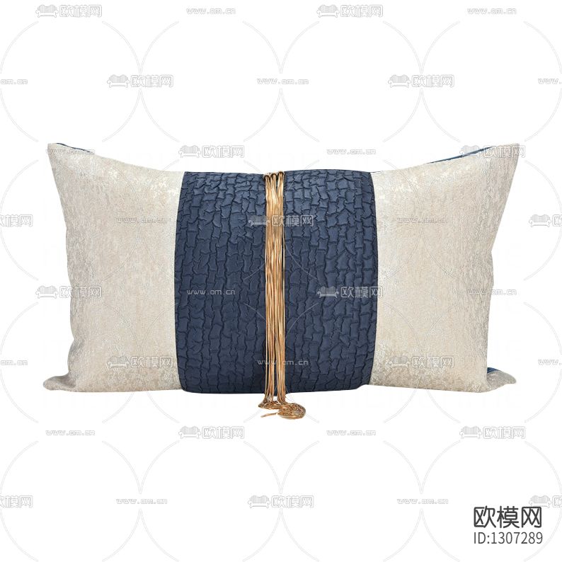 新中式黛蓝压皱麂皮绒香槟金装饰链抱枕下载