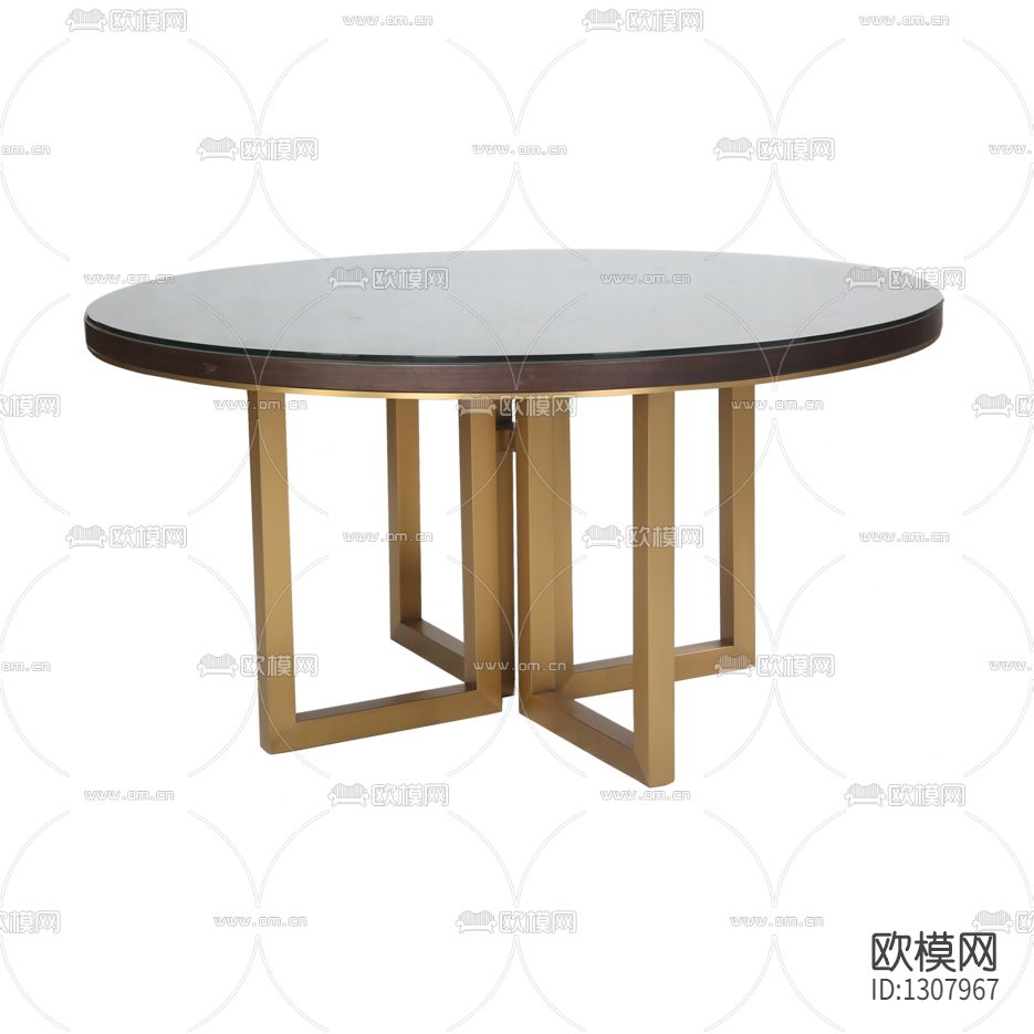 新中式简约金属大理石圆形餐桌下载