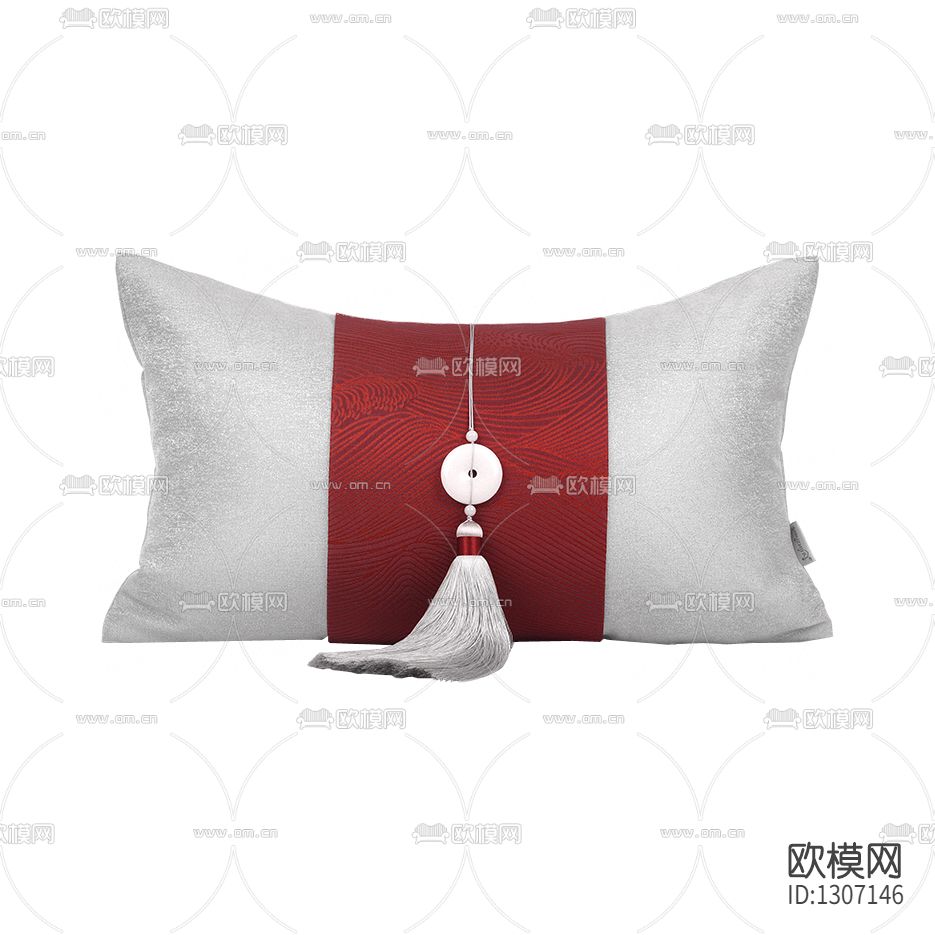 新中式红色平安扣真丝流苏吊穗抱枕下载