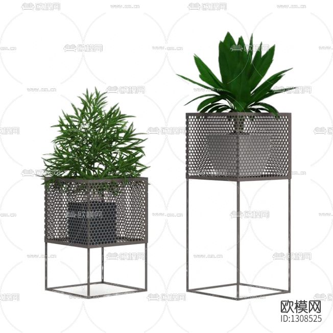 现代简约金属网孔花几