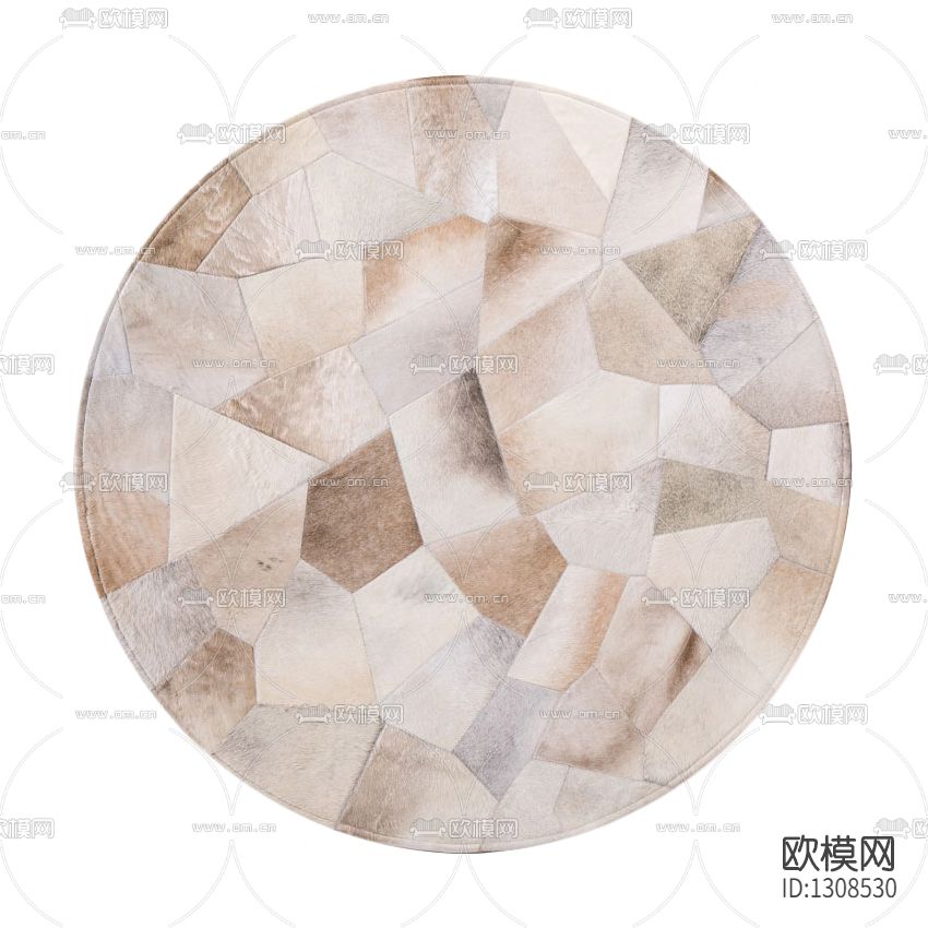 现代简约绒布几何拼接圆形地毯
