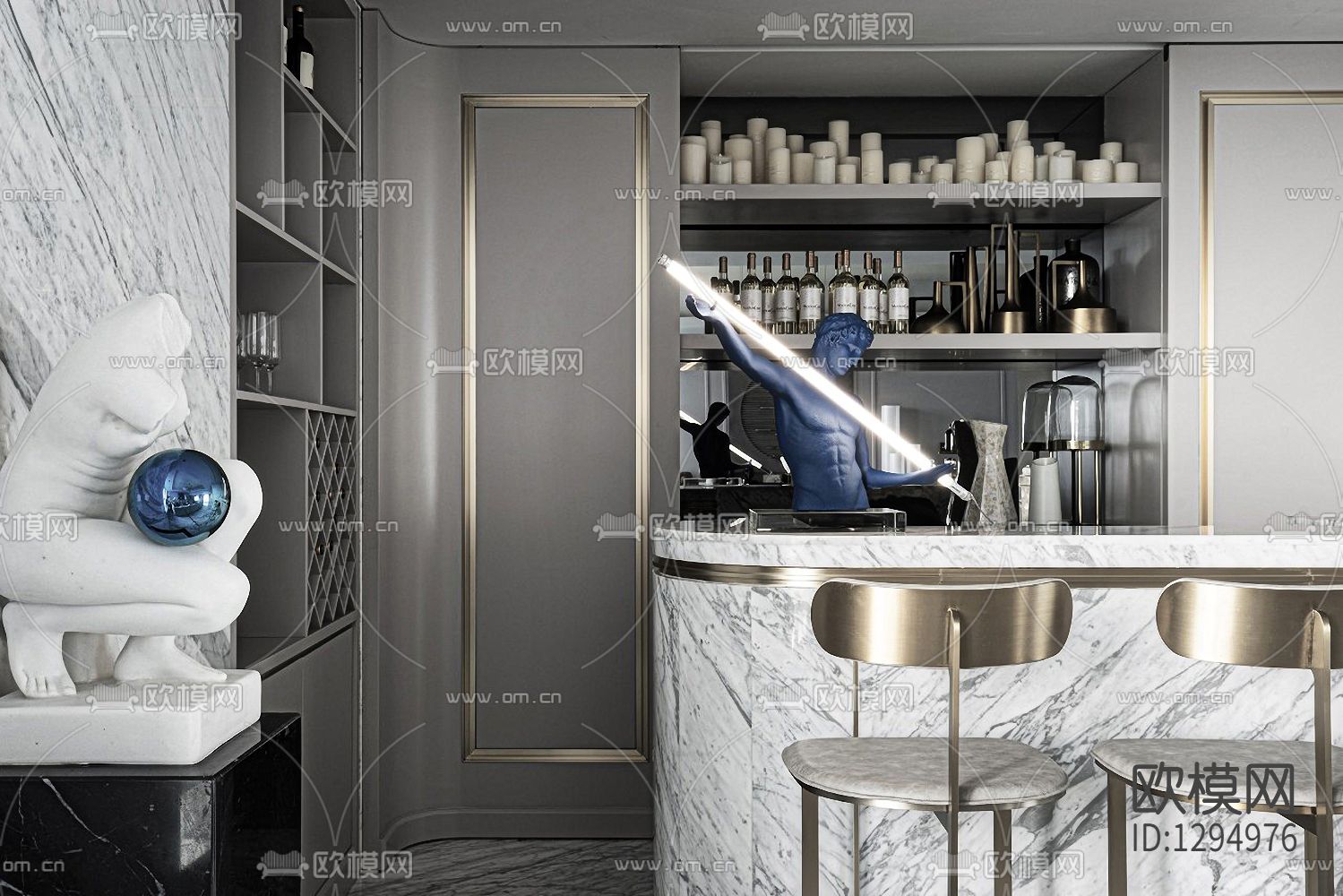 半岛城邦花园顶层复式cad施工图下载（渲染图1）