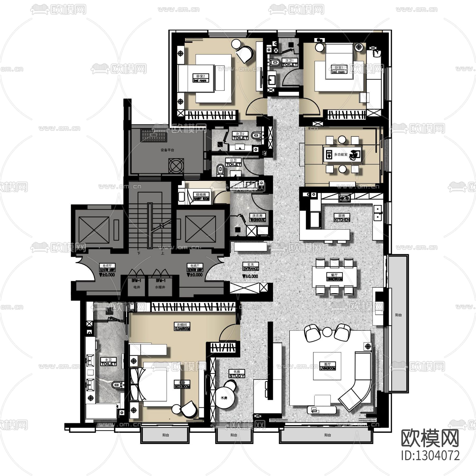 样板房cad施工图下载（渲染图1）
