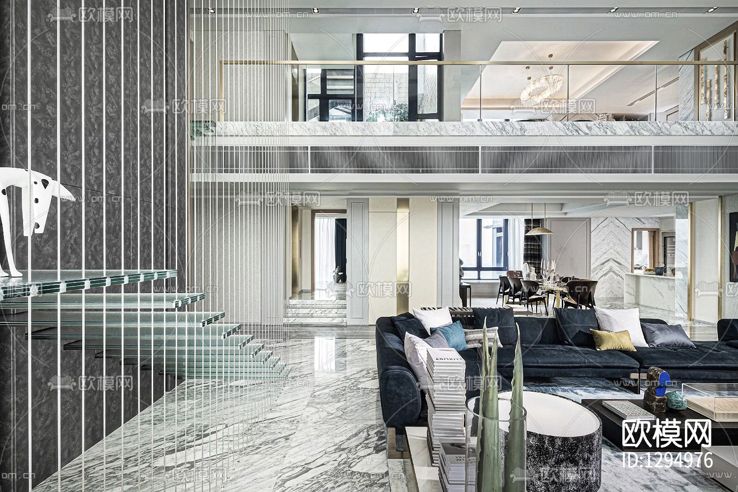 半岛城邦花园顶层复式cad施工图下载（渲染图7）