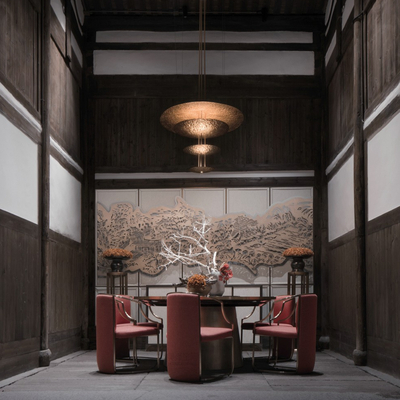 昊泽空间设计 新中式餐厅3d模型
