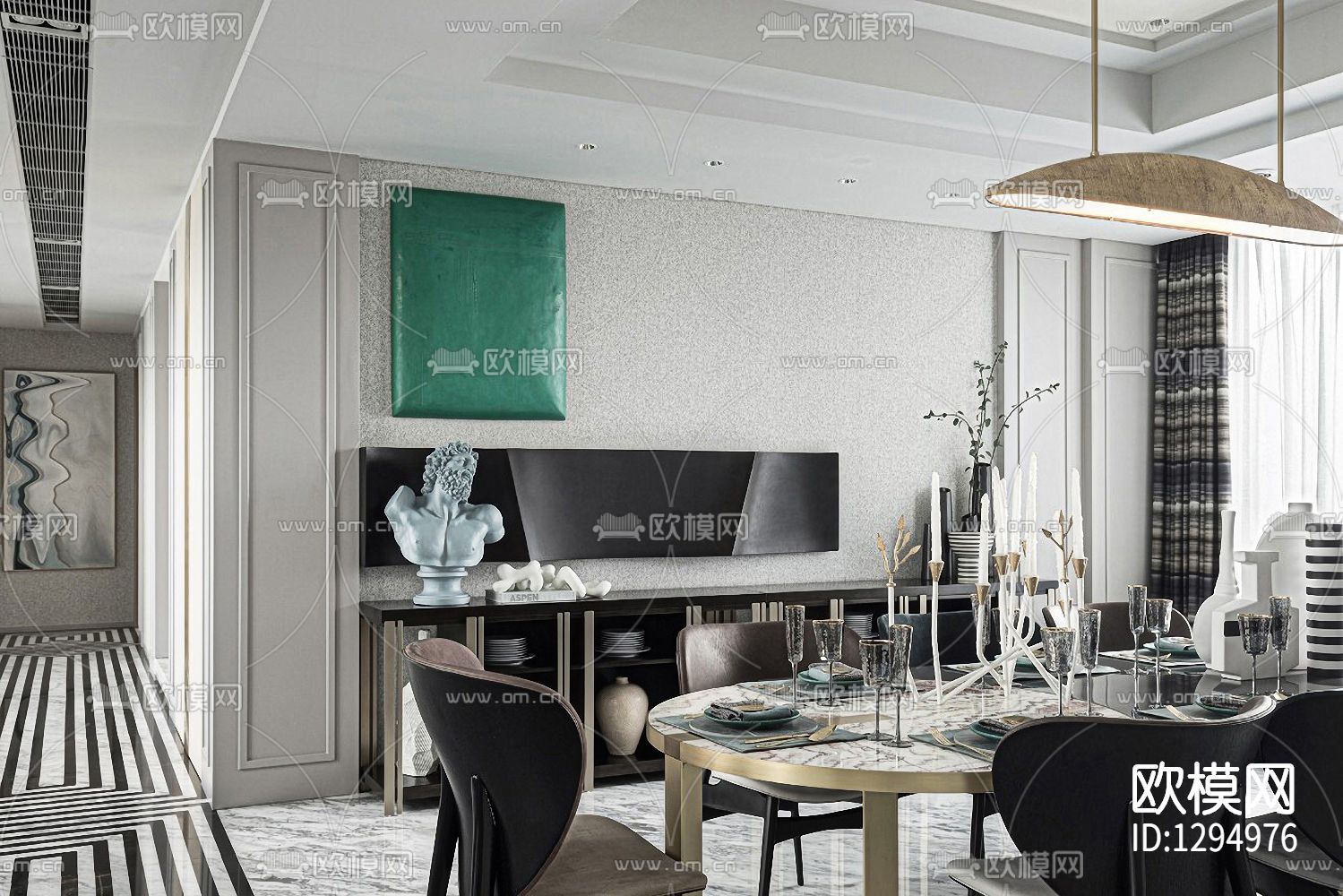 半岛城邦花园顶层复式cad施工图下载（渲染图3）